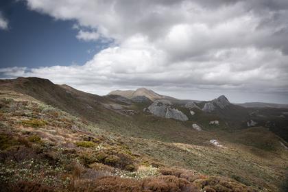 North along the Tin Range. Mt Allen centre skyline.