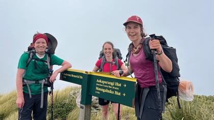Joining the Main Range at the end of a long climb up to Aokaparangi