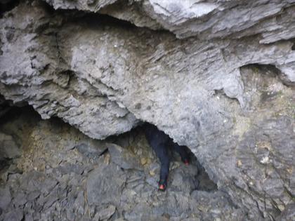 One of the many caves near Bulmer Lake - but not the one we were looking for