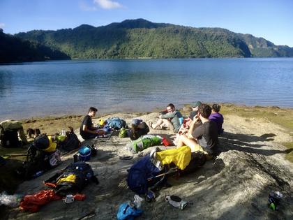 Taxi pick up spot at Whananui. This is located on the Whanganui Arm of the Lake.
