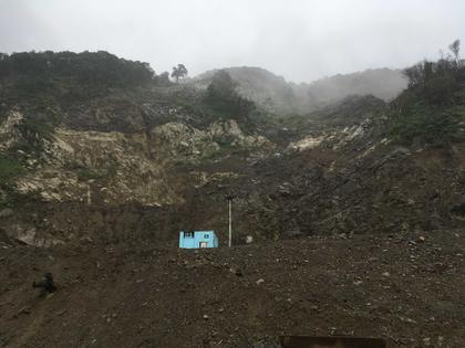 The extent of the slips on the coastal section of SH1 near Paparoa Point