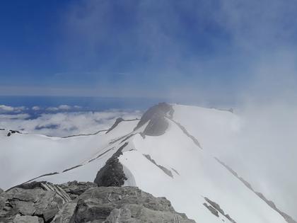 The Escape Glacier disappearing momentarily in the clag