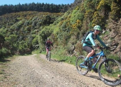 Emily and Sue scale another sunny hill (photo : henry fisher)