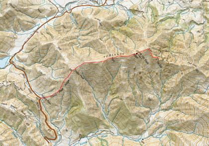 Route map guide for a hike to 'The Gap' on the Torlesse