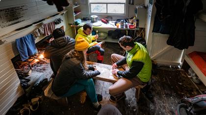 Playing cards at Gosling Hut