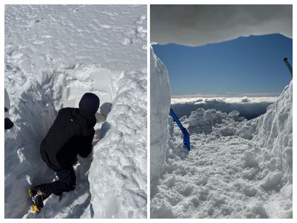 If you are going to build a snow cave, why not a snow cave with a view? (Credit: India)