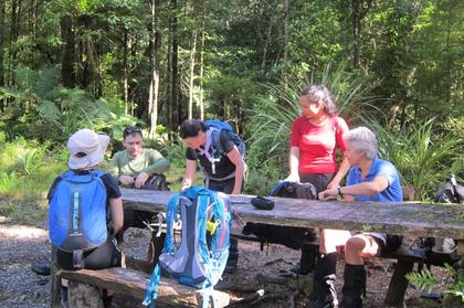 Checking the map at Cone Hut.