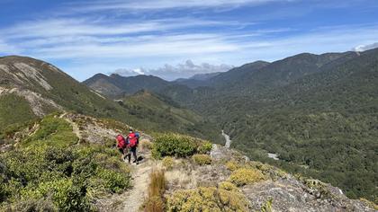 Heading over the ridge and down into Awatere Hut