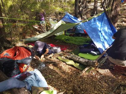 A completed emergency shelter