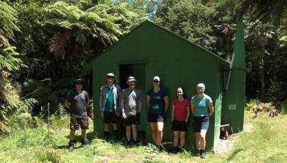 Mandatory hut bagging photo. Photo credit: Aimee.