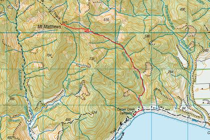 Map of route Corner Creek to summit Mt Matthews