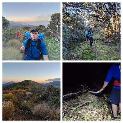 Descending down from the Ruahine Range in fading light.