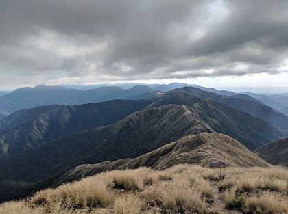 Looking back over the Southern Main Range after the final climb towards Kime Hut