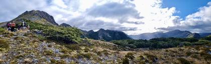 The group had morning tea at the top of the ridgeline