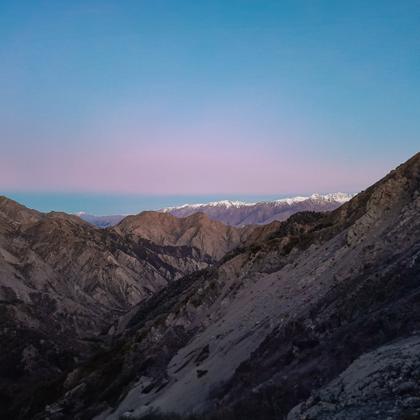 On George Saddle. Inland Kaikoura Range far skyline.