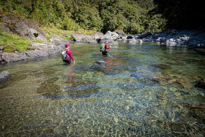 Starting down the Waiohine Gorge below Mid Waiohine Hut