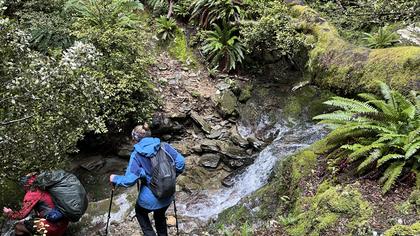 Crossing a rocky stream [Daniel].