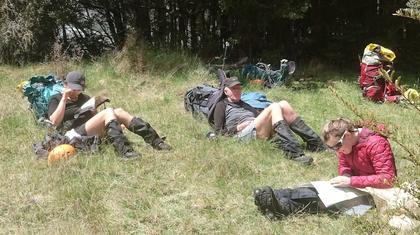 Taking a resr stop in the Travers Valley at the Hopeless Creek junction