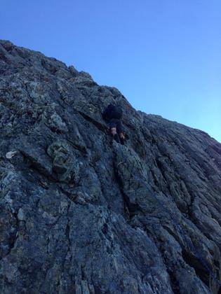 David leading the first pitch on South Ridge of Mt Travers