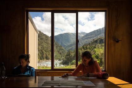 The view out the window of Frew Hut