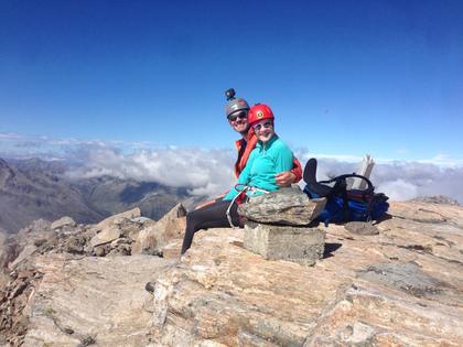 Nick and Elisabet enjoying the views on the summit of Mt Travers