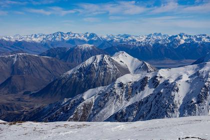 Day 5 – Views from Mt Cloudsley – Aoraki in the distance (left) (photo Lynsey)
