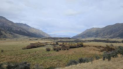 Rainbow in the Waiau Uwha River valley near Ada Flat.