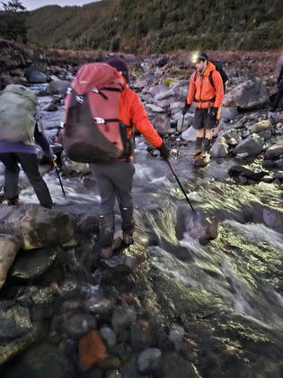 Early morning stream crossing