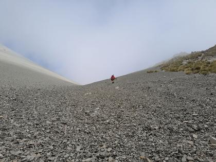 Anne on the fun descent from Brabazon Saddle