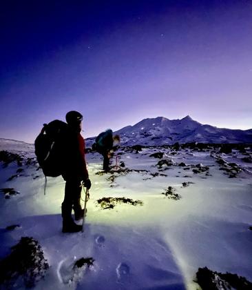 Early morning light with our climb ahead (Emily Shrosbree)