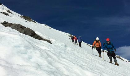 Climbing down the north side of Mt Taranaki