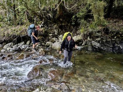 Navigating a river crossing.