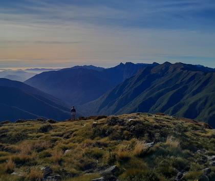The view over Kahurangi hills to the distant Tasman Sea