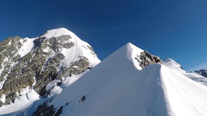 Our high point on Mt Green’s South ridge, looking up to the crux of the climb with Mt Green summit just a few hundred metres beyond