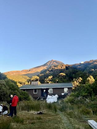 Holly Hut and Mt Taranaki