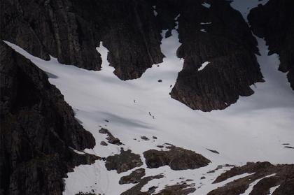 Telephoto image of us on Mt Cupola taken by others at the hut