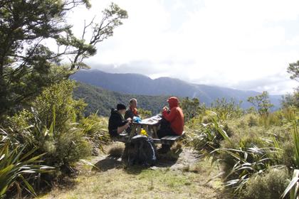 A typically chilly Tararua lunch.
