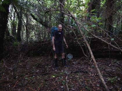 Tony at the stash site near start of Papatahi Track near North Boulder Stream