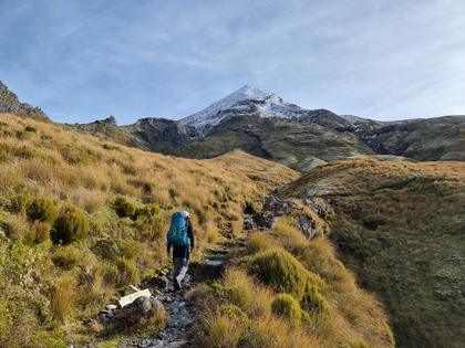 Tramper below Taranaki