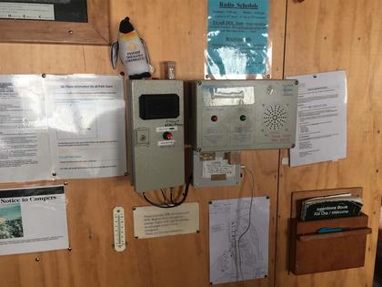 The radio at Plateau Hut – a direct comms to DOC down in the Village for any emergencies
