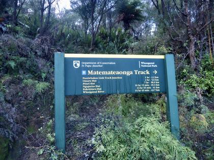 Sign at start of Matemateāonga Track (Kohi Saddle)