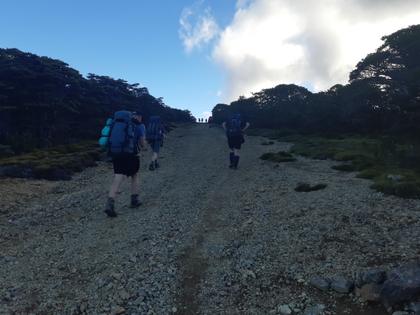 Tramping up scree