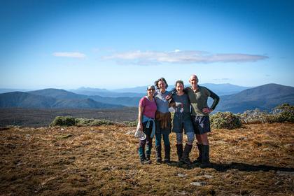 Somewhat battered but very happy. Megan, Illona, Kate, Tony.