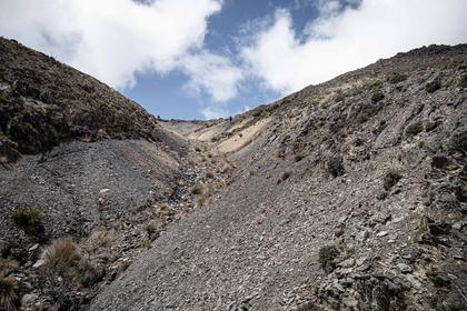 View up to a mountain pass