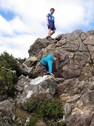 clilmbing over rocks