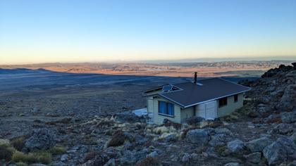 Rangipo hut and beyond, Saturday evening. Photo: Jon Keyzer