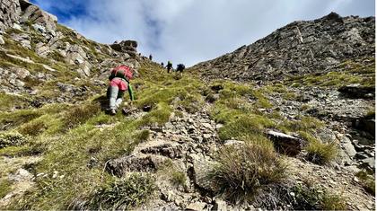 Maj-Britt doing a particularly steep climb