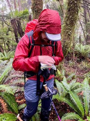 Compass work on the ridge to Panatewaewae. Photo credit: Emily.
