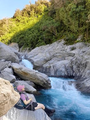Emily having a well deserved rest on the walk up Dry Creek