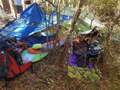 A completed emergency shelter